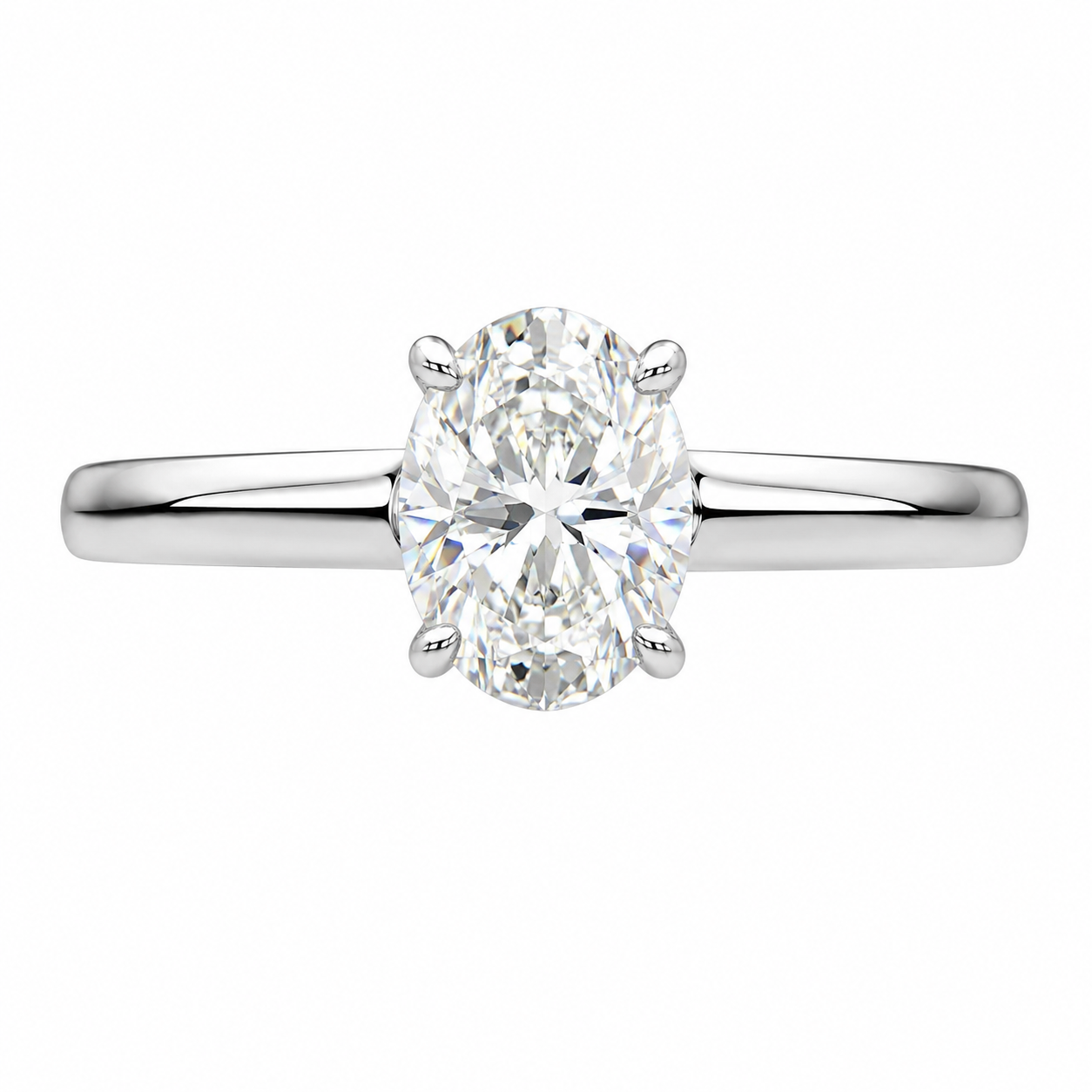 14K White Gold Women's Ring 0.74 ct Oval Lab Grown Diamond
