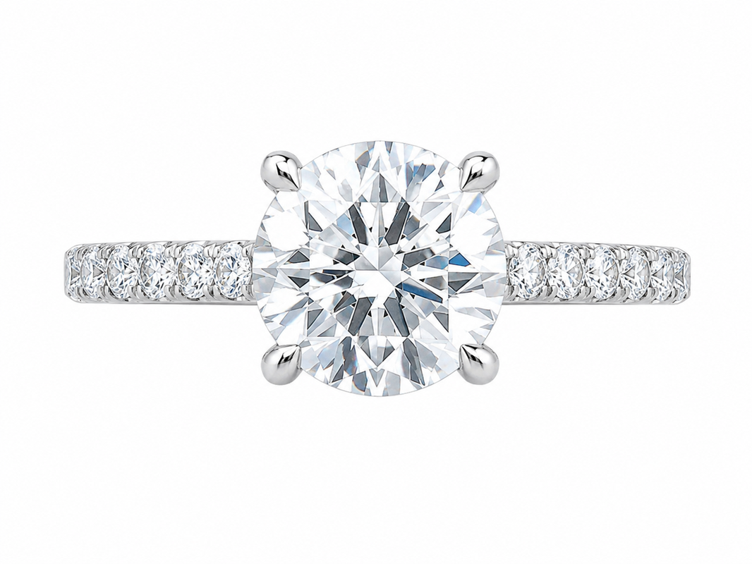 14K White Gold Women's Ring Round 1.95 ct Lab Grown Diamond