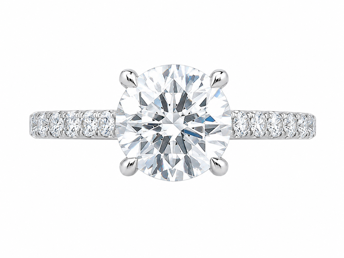14K White Gold Women's Ring Round 1.95 ct Lab Grown Diamond