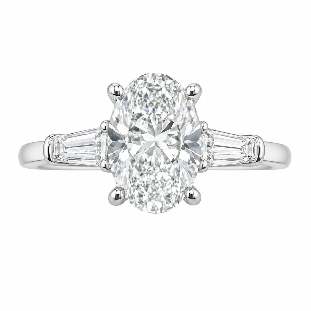 14K White Gold Ring Oval 1.25 ct Lab Grown Diamond