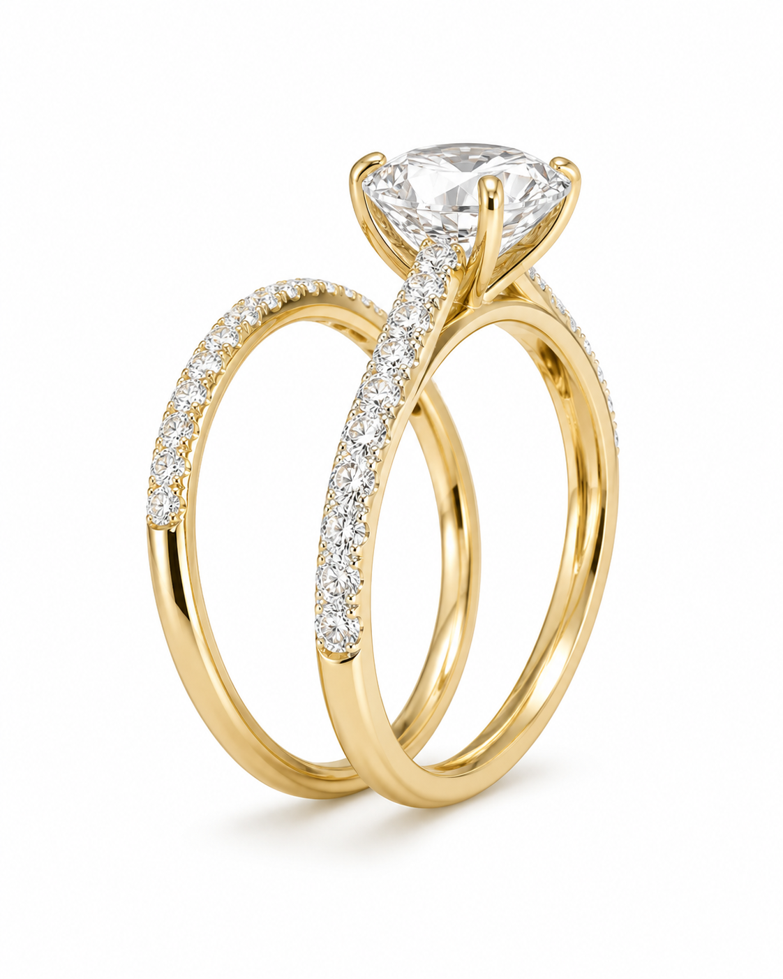 14K Yellow Gold Oval Wedding Set 1.50 ct Lab Grown Diamond
