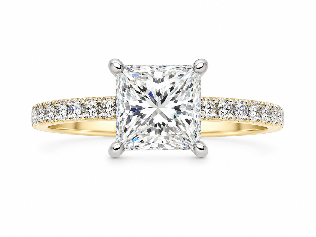 14K Yellow Gold Women’s Ring Princess 1.25 ct Lab Grown Diamond