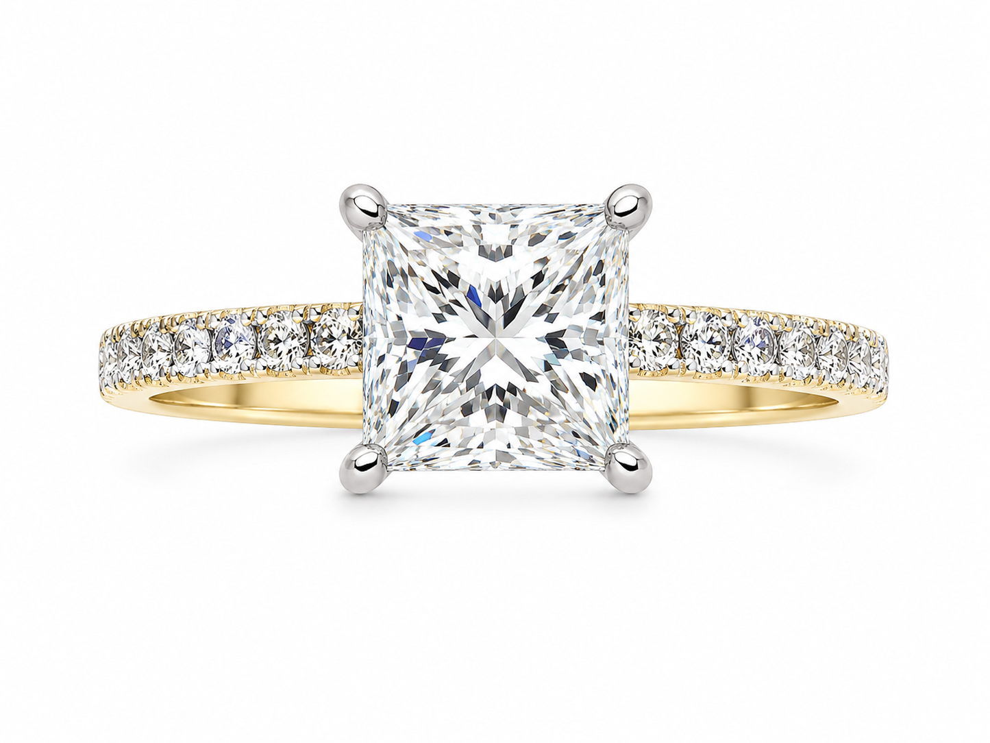 14K Yellow Gold Women’s Ring Princess 1.25 ct Lab Grown Diamond