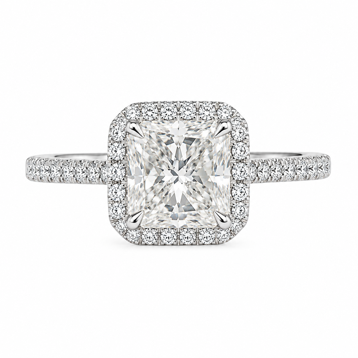 14K Rose Gold Women's Wedding Set 1.32 ct Princess Halo Lab Grown Diamond