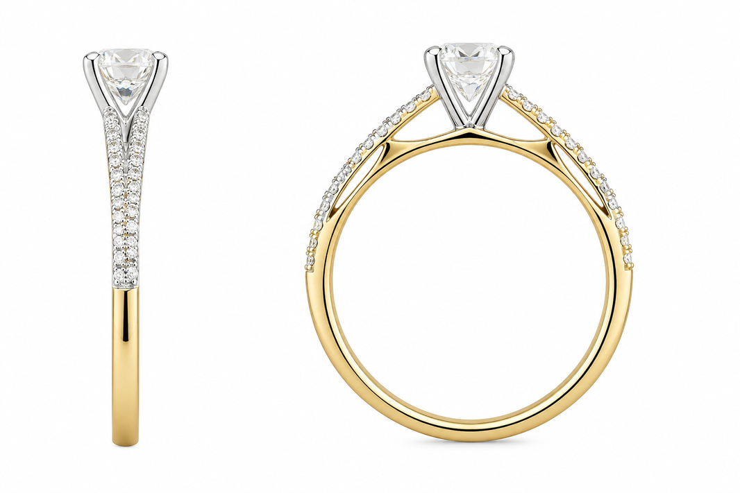 10K Yellow Gold Women's Ring Round 0.97 ct Lab Grown Diamond