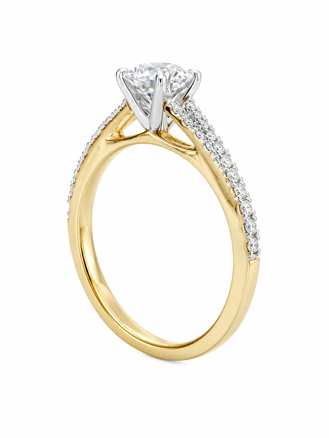 10K Yellow Gold Women's Ring Round 0.97 ct Lab Grown Diamond