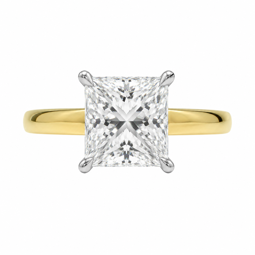 14K Yellow Gold Women’s Ring Princess 1.50 ct Lab Grown Diamond