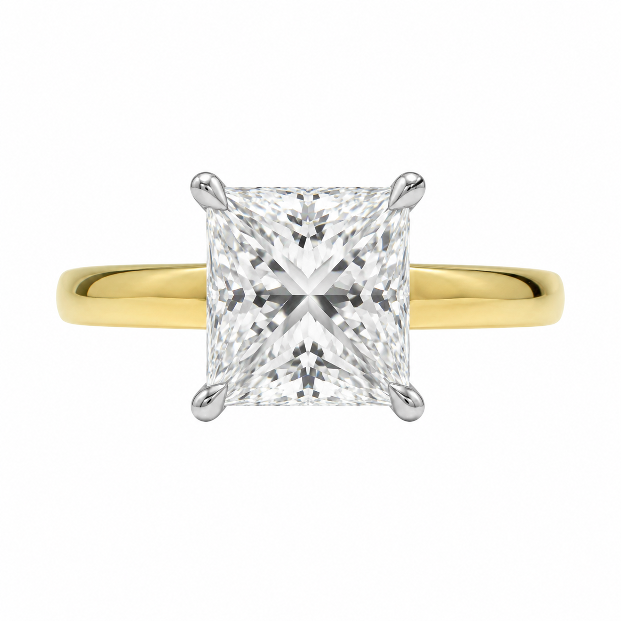 14K Yellow Gold Women’s Ring Princess 1.50 ct Lab Grown Diamond
