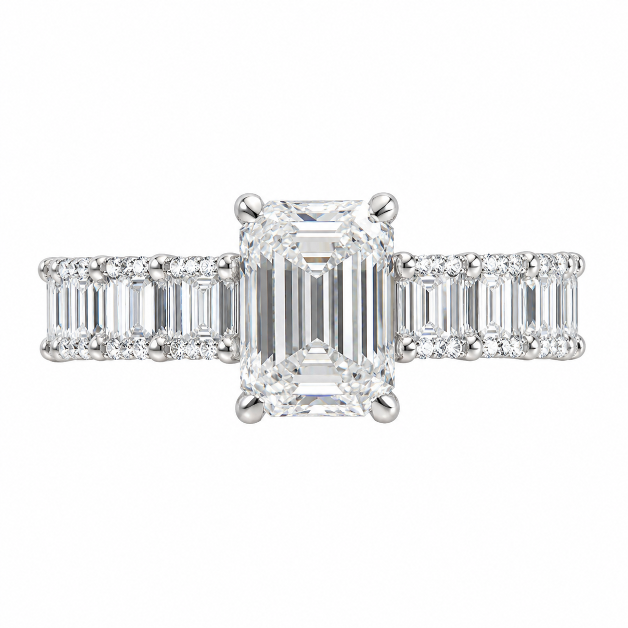 14K White Gold Women’s Ring Emerald 2.50 ct Lab Grown Diamond