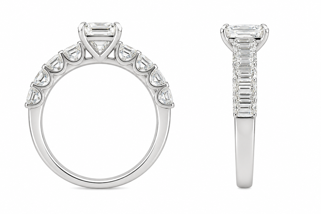 14K White Gold Women’s Ring Emerald 2.50 ct Lab Grown Diamond