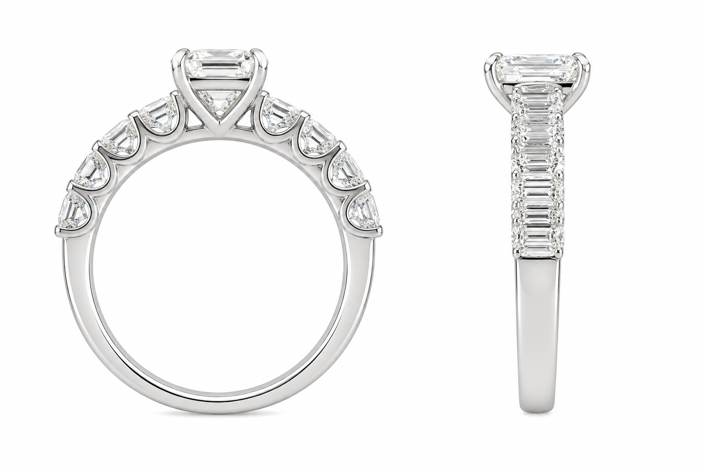 14K White Gold Women’s Ring Emerald 2.50 ct Lab Grown Diamond