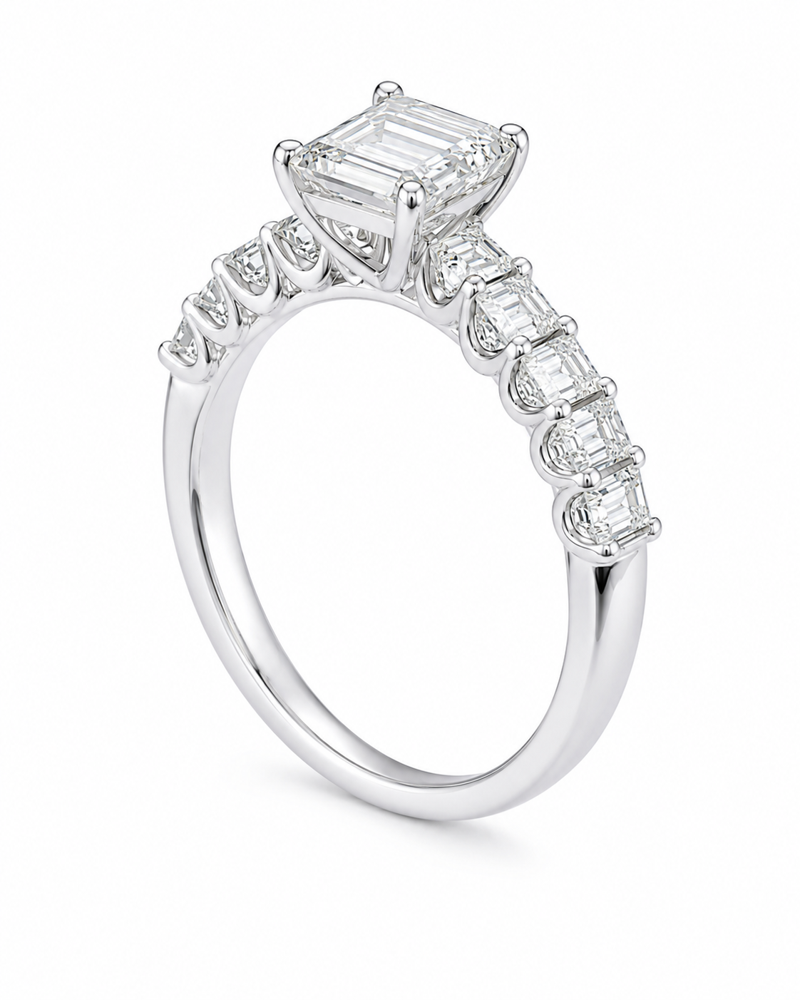 14K White Gold Women’s Ring Emerald 2.50 ct Lab Grown Diamond