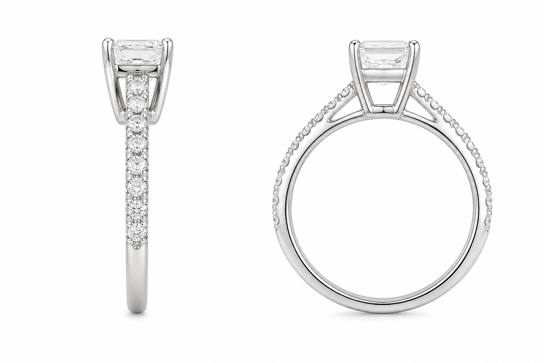 14K White Gold Women’s Ring 1.27 ct Princess Lab Grown Diamond