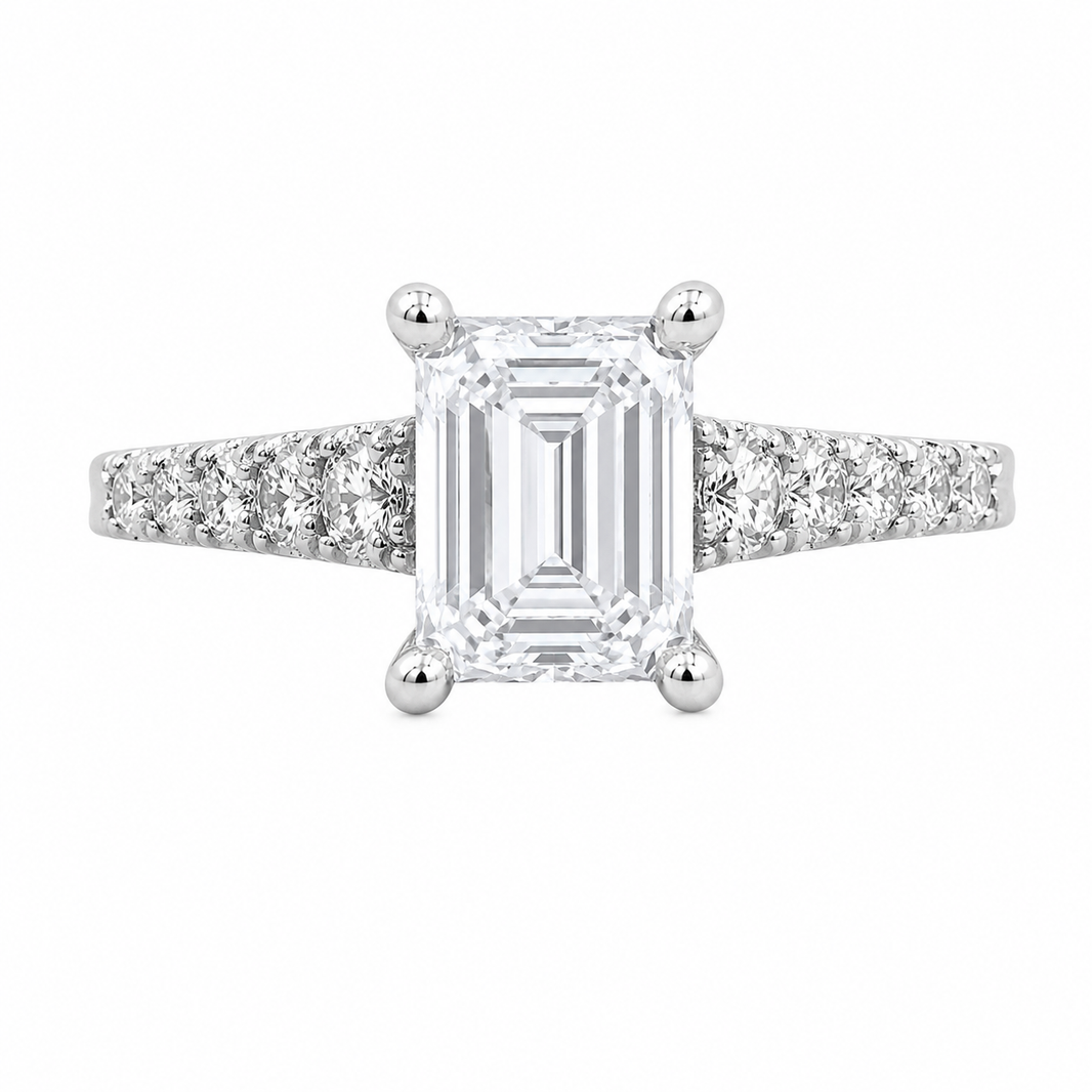 14K White Gold Women's Ring  Emerald 1.33 ct Lab Grown Diamond