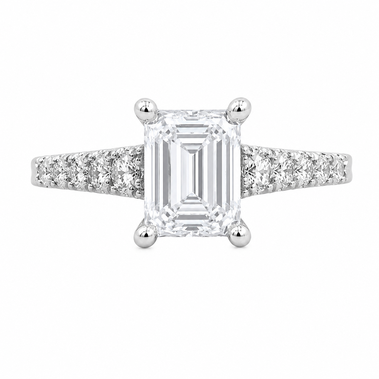 14K White Gold Women's Ring  Emerald 1.33 ct Lab Grown Diamond
