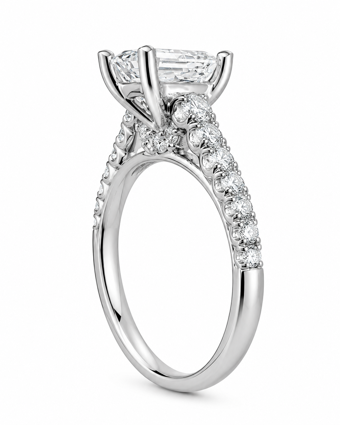 14K White Gold Women's Ring  Emerald 1.33 ct Lab Grown Diamond