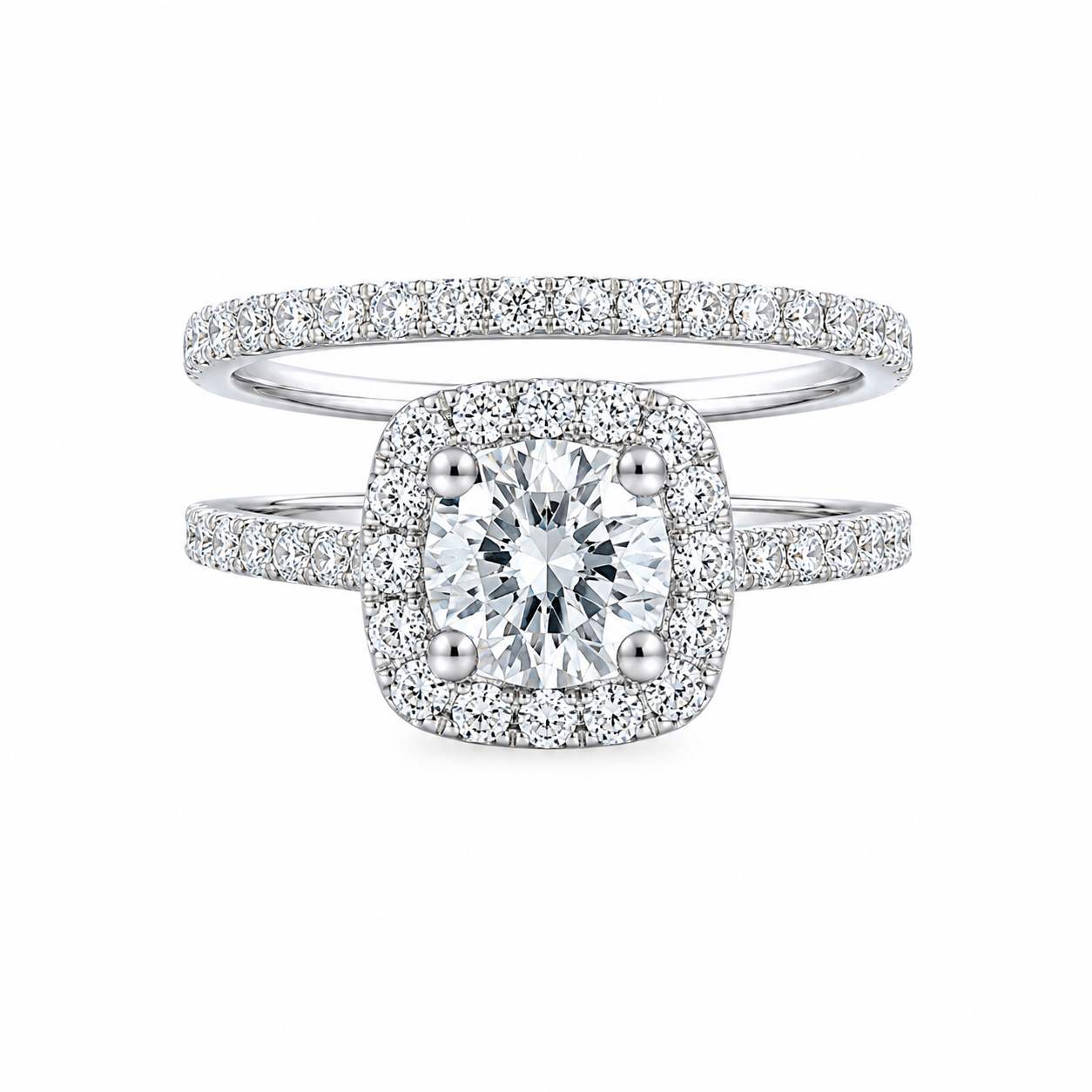 14K White Gold Women’s Wedding Set Round 1.00 ct Lab Grown Diamond