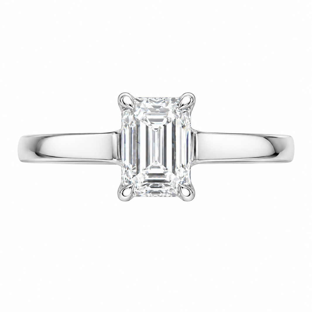 14K White Gold Women's Ring Emerald 0.50 ct Lab Grown Diamond