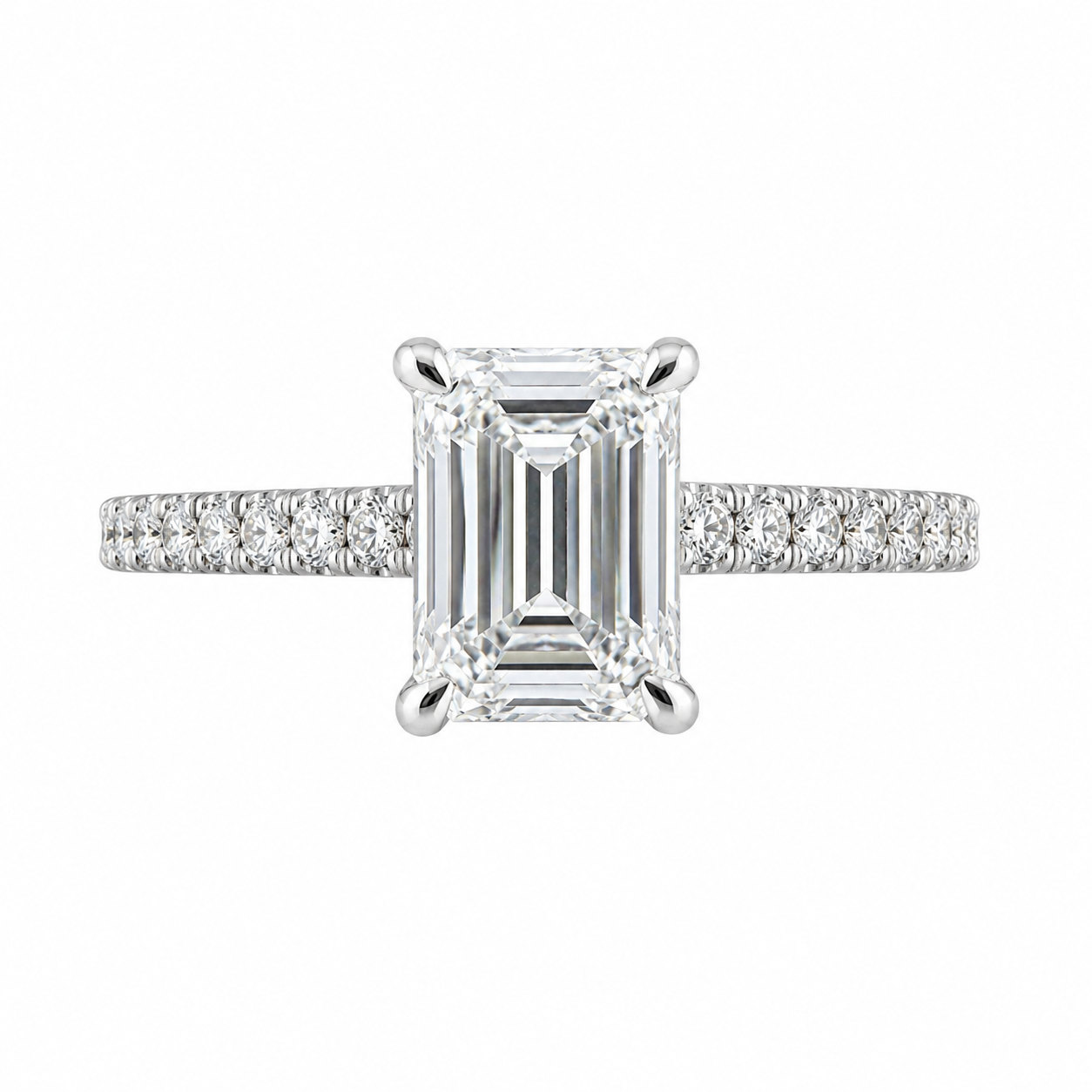 14K White Gold Women's Ring Emerald 1.02 ct Lab Grown Diamond
