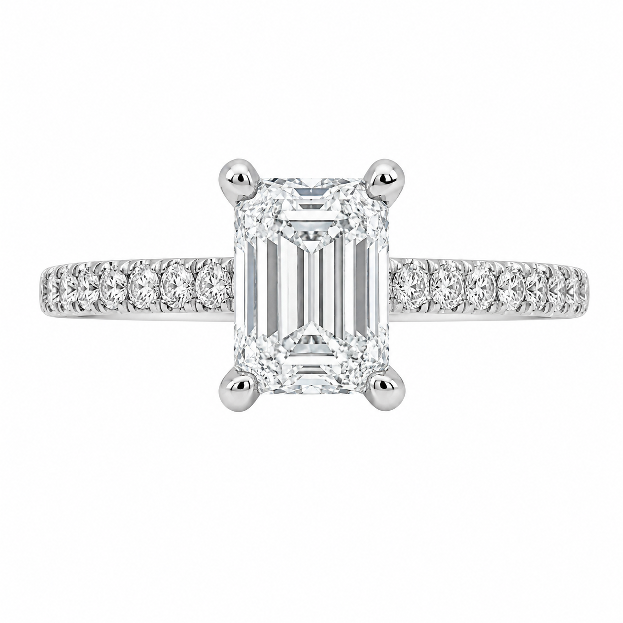 14K White Gold Women’s Ring Emerald 1.00 ct Lab Grown Diamond