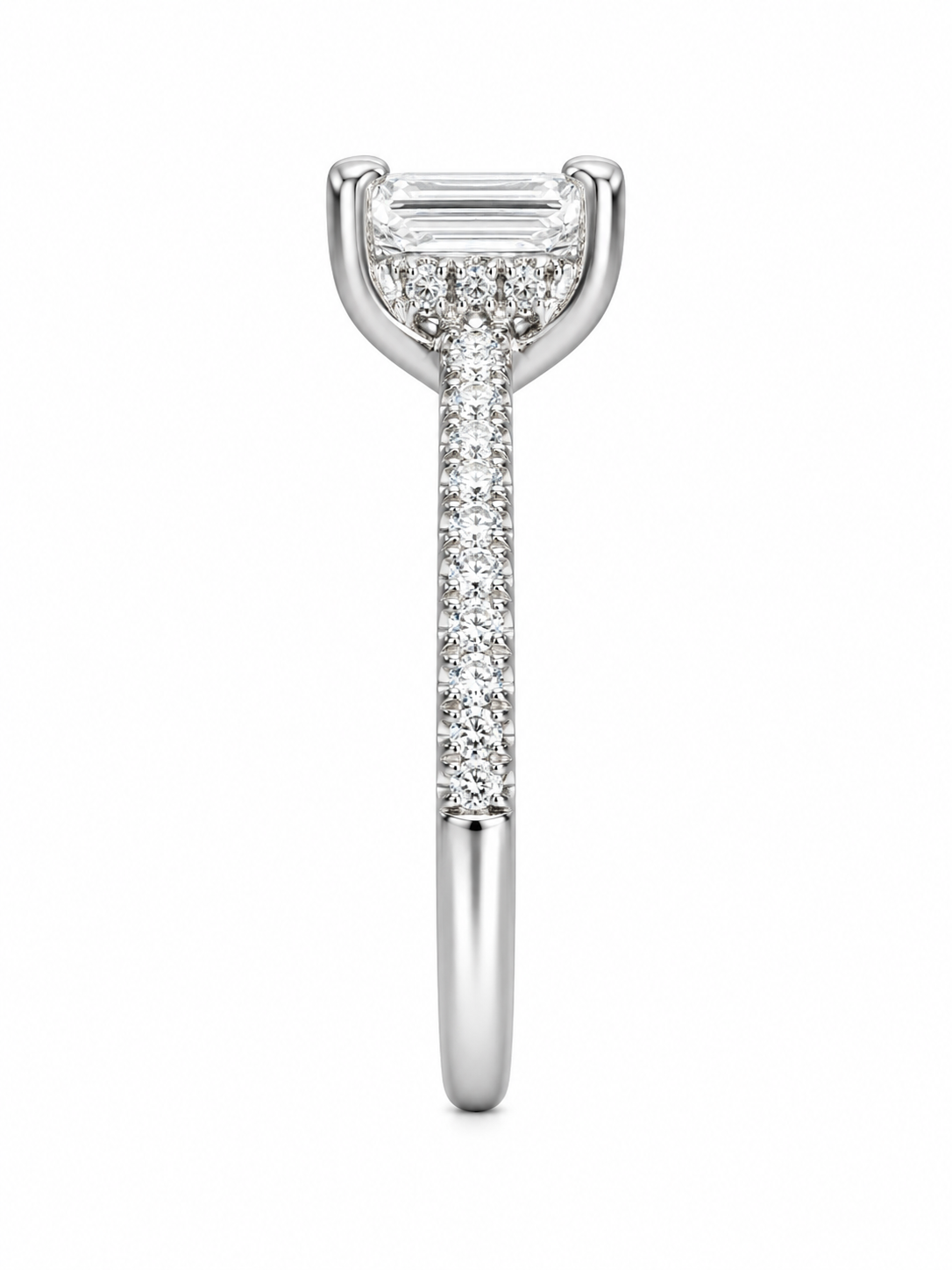 14K White Gold Women’s Ring Emerald 1.00 ct Lab Grown Diamond