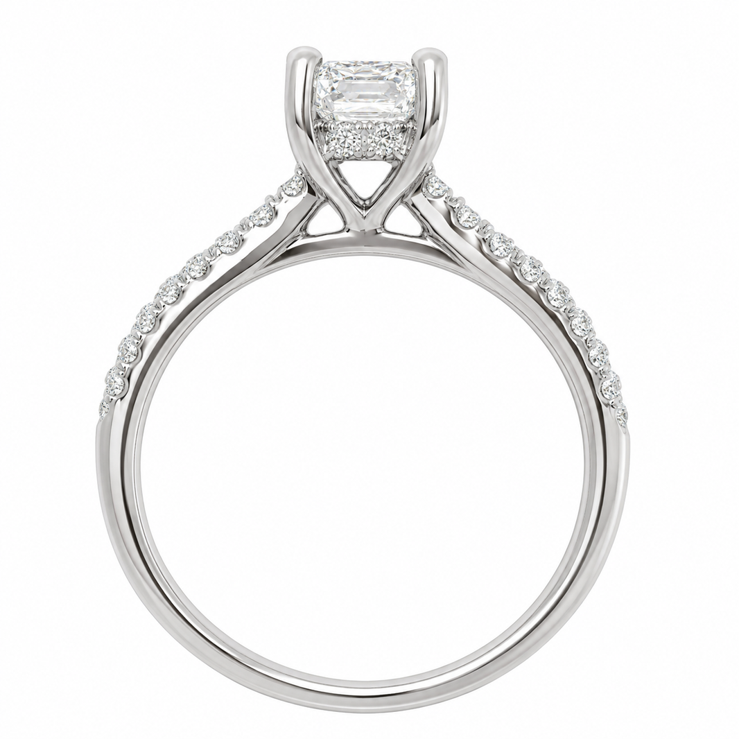 14K White Gold Women’s Ring Emerald 1.00 ct Lab Grown Diamond