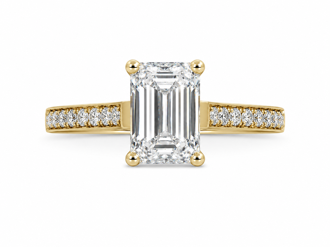 14K Yellow Gold Women's Ring Emerald 1.38 ct Lab Grown Diamond