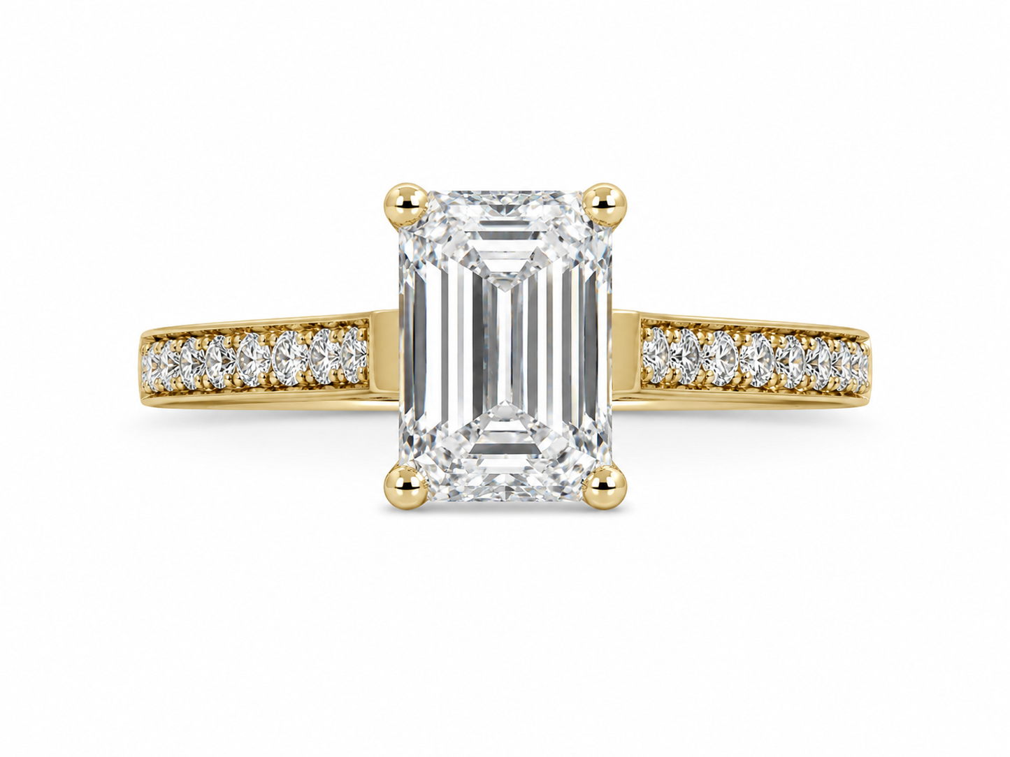 14K Yellow Gold Women's Ring Emerald 1.38 ct Lab Grown Diamond