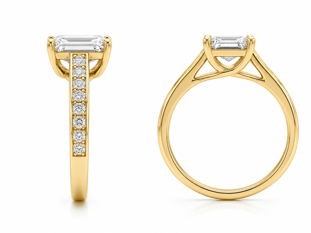 14K Yellow Gold Women's Ring Emerald 1.38 ct Lab Grown Diamond