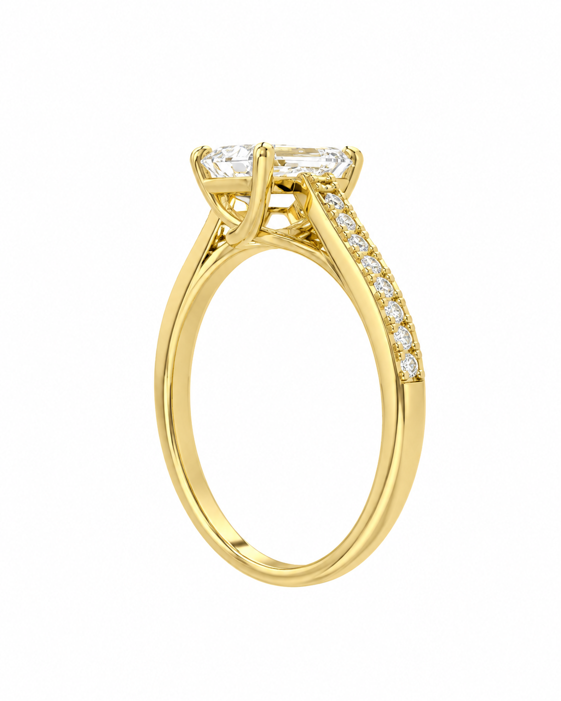 14K Yellow Gold Women's Ring Emerald 1.38 ct Lab Grown Diamond