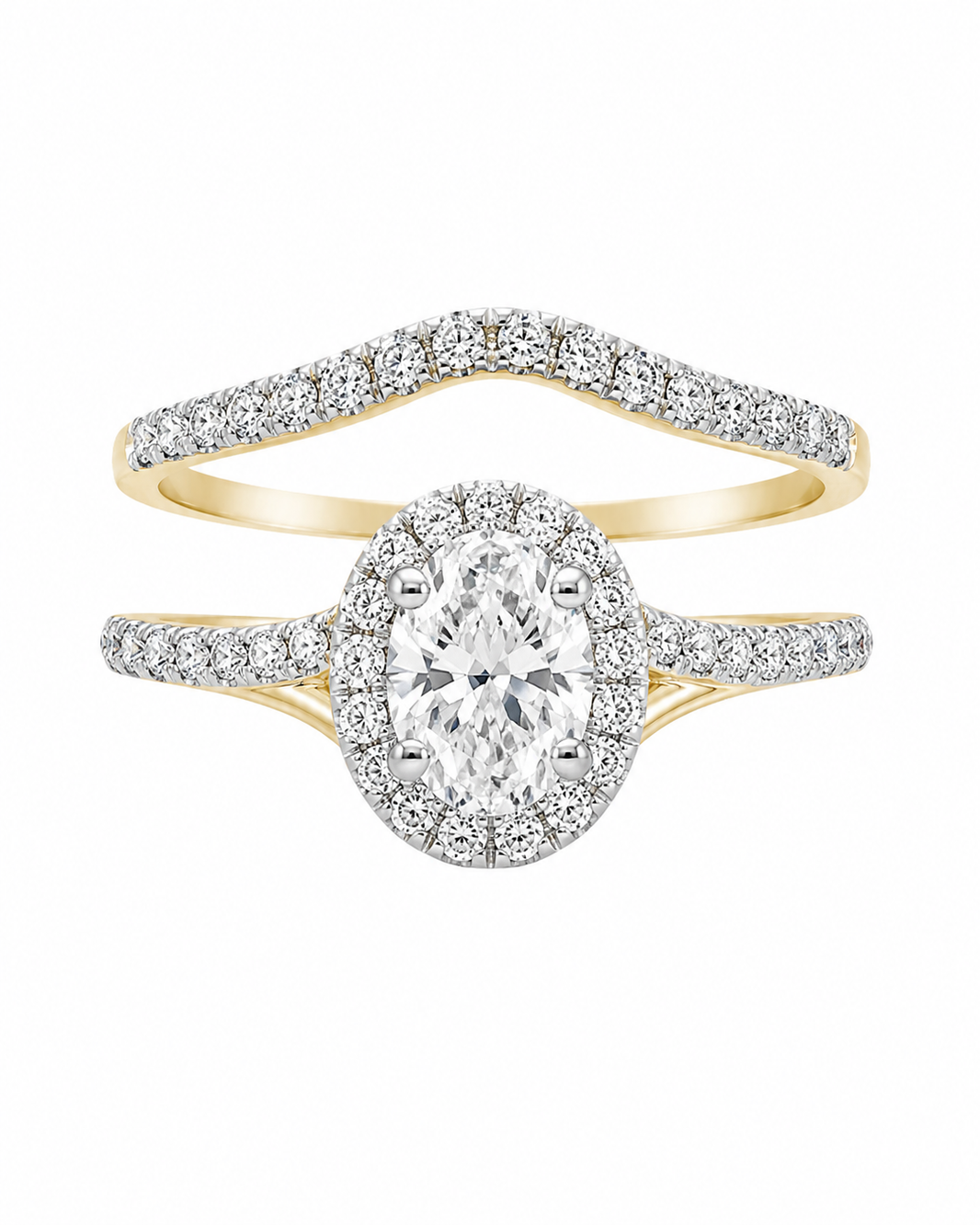 10K Yellow Gold Wedding Set Oval 1.00 ct Lab Grown Diamond