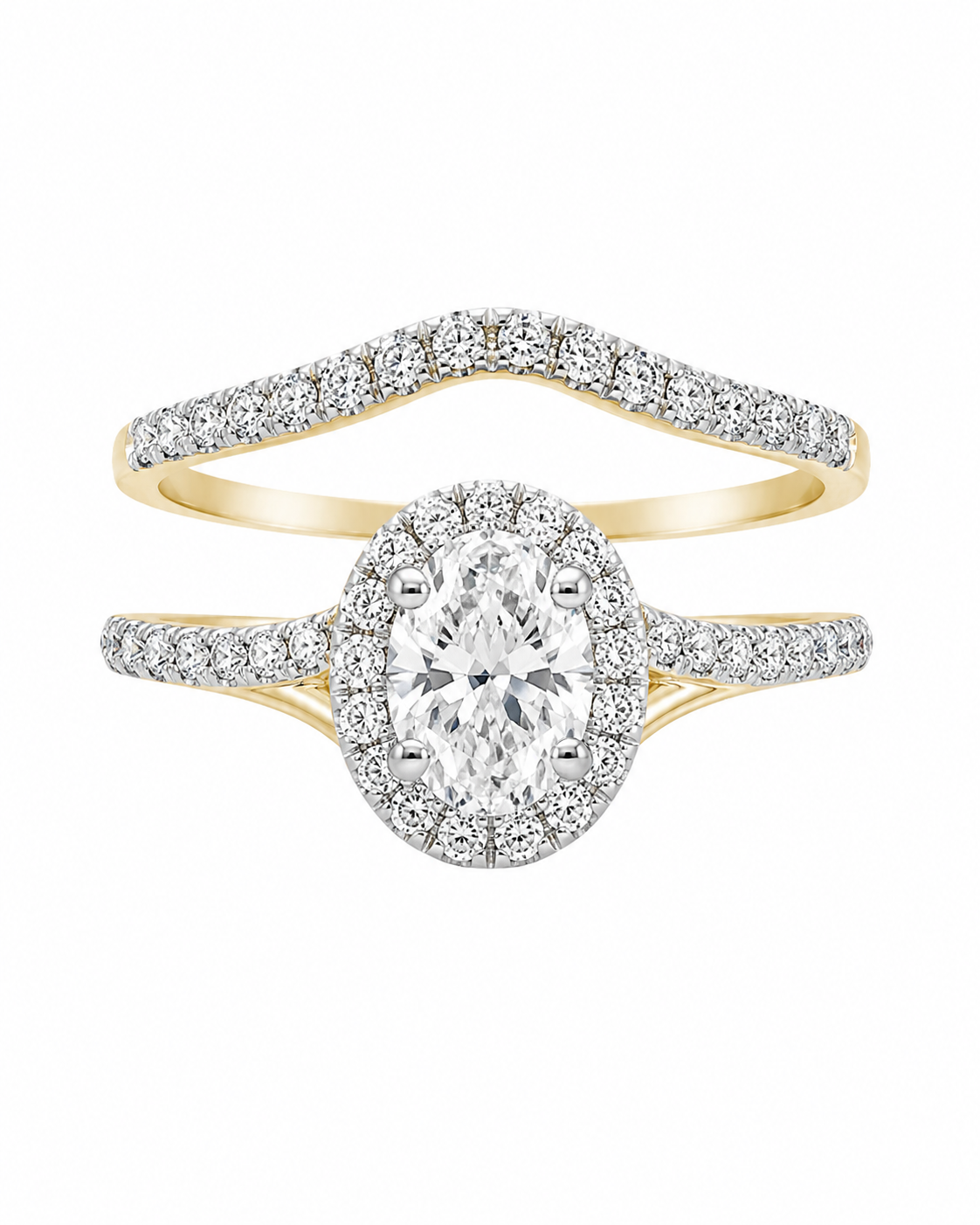 10K Yellow Gold Wedding Set Oval 1.00 ct Lab Grown Diamond
