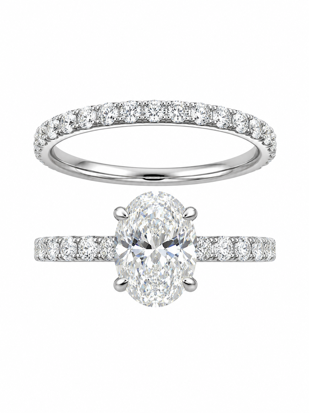 14K White Gold Women's Wedding Set Oval 1.92 ct Lab Grown Diamond