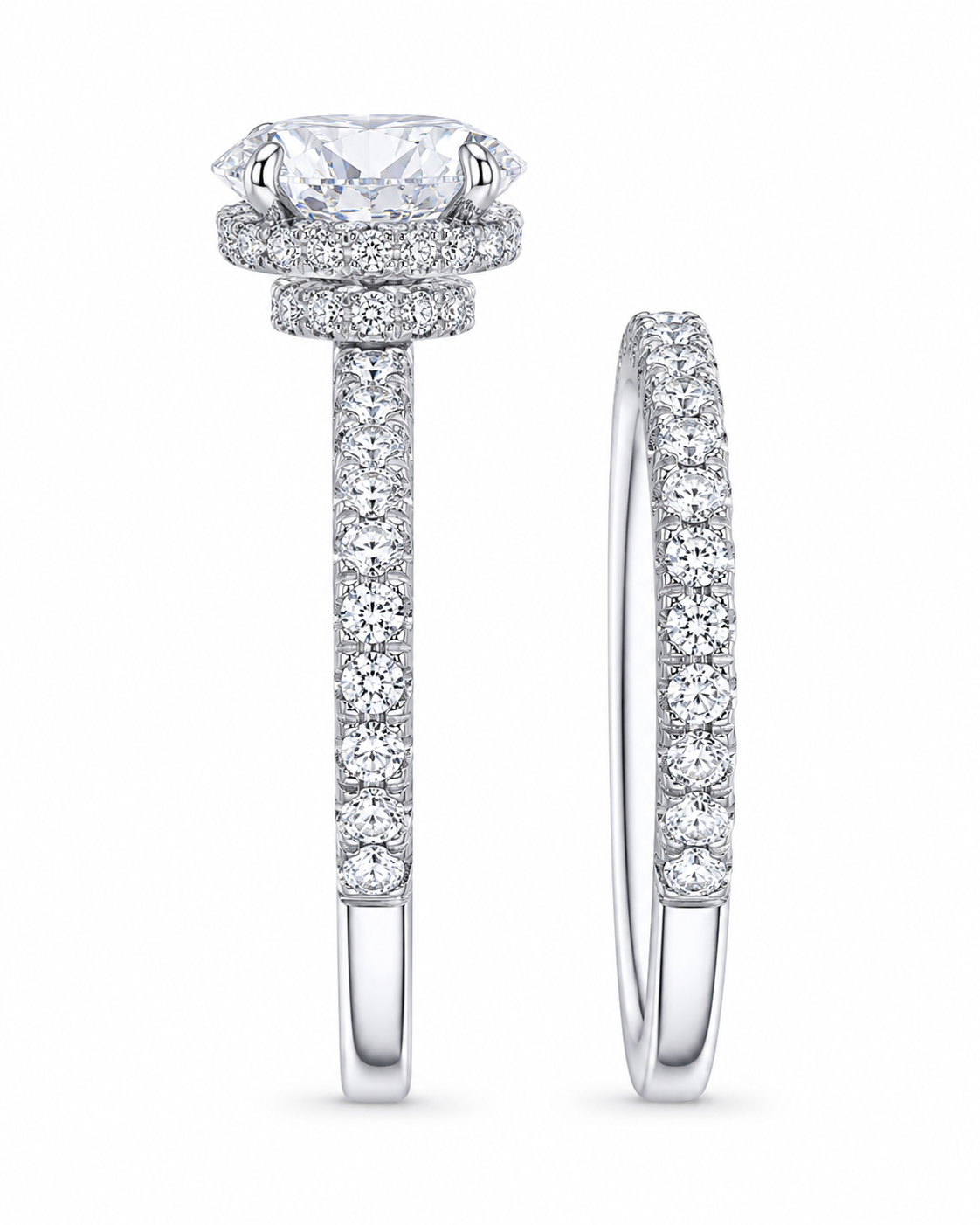 14K White Gold Women's Wedding Set Oval 1.92 ct Lab Grown Diamond