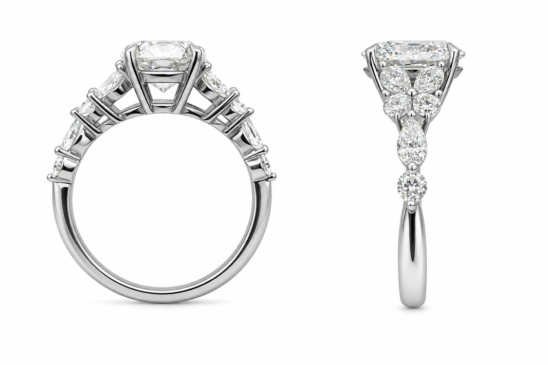 14K White Gold Women’s Ring Oval 2.80 ct Lab Grown Diamond