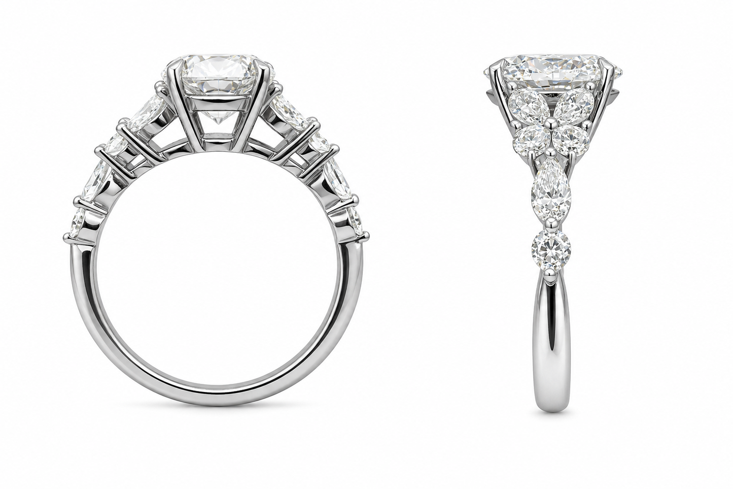 14K White Gold Women’s Ring Oval 2.80 ct Lab Grown Diamond