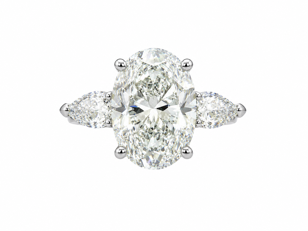 14K White Gold Women’s Ring Oval 3.60 ct Lab Grown Diamond