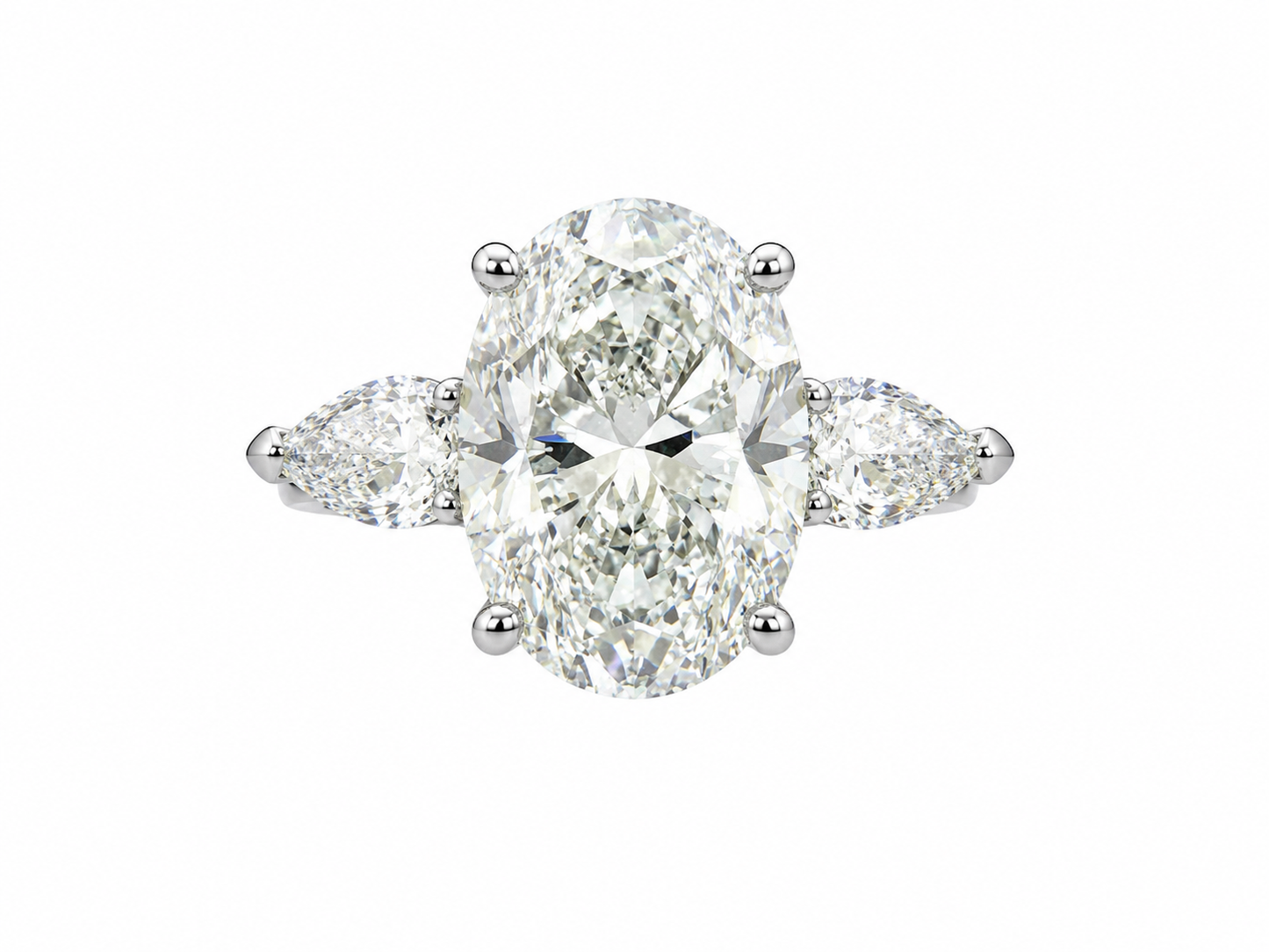 14K White Gold Women’s Ring Oval 3.60 ct Lab Grown Diamond