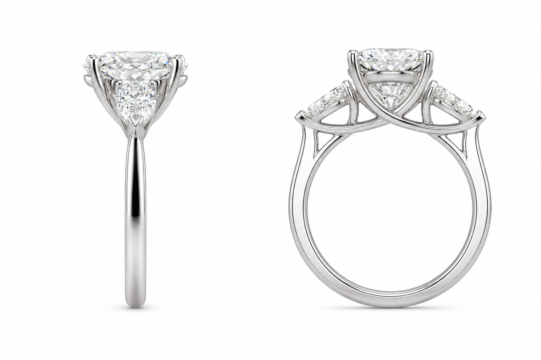 14K White Gold Women’s Ring Oval 3.60 ct Lab Grown Diamond