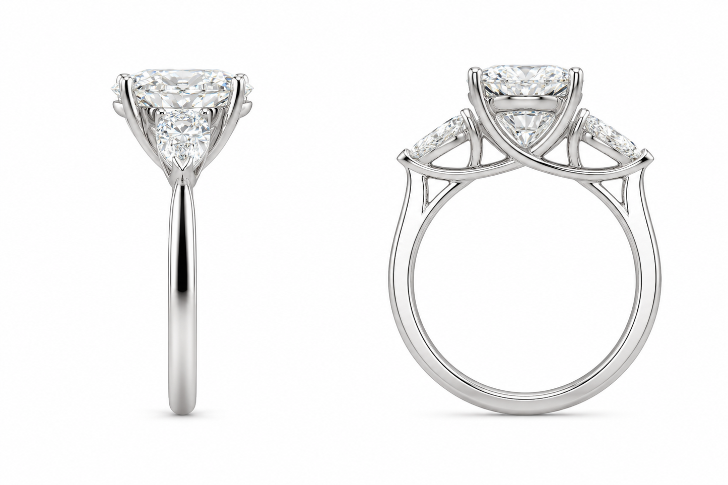 14K White Gold Women’s Ring Oval 3.60 ct Lab Grown Diamond