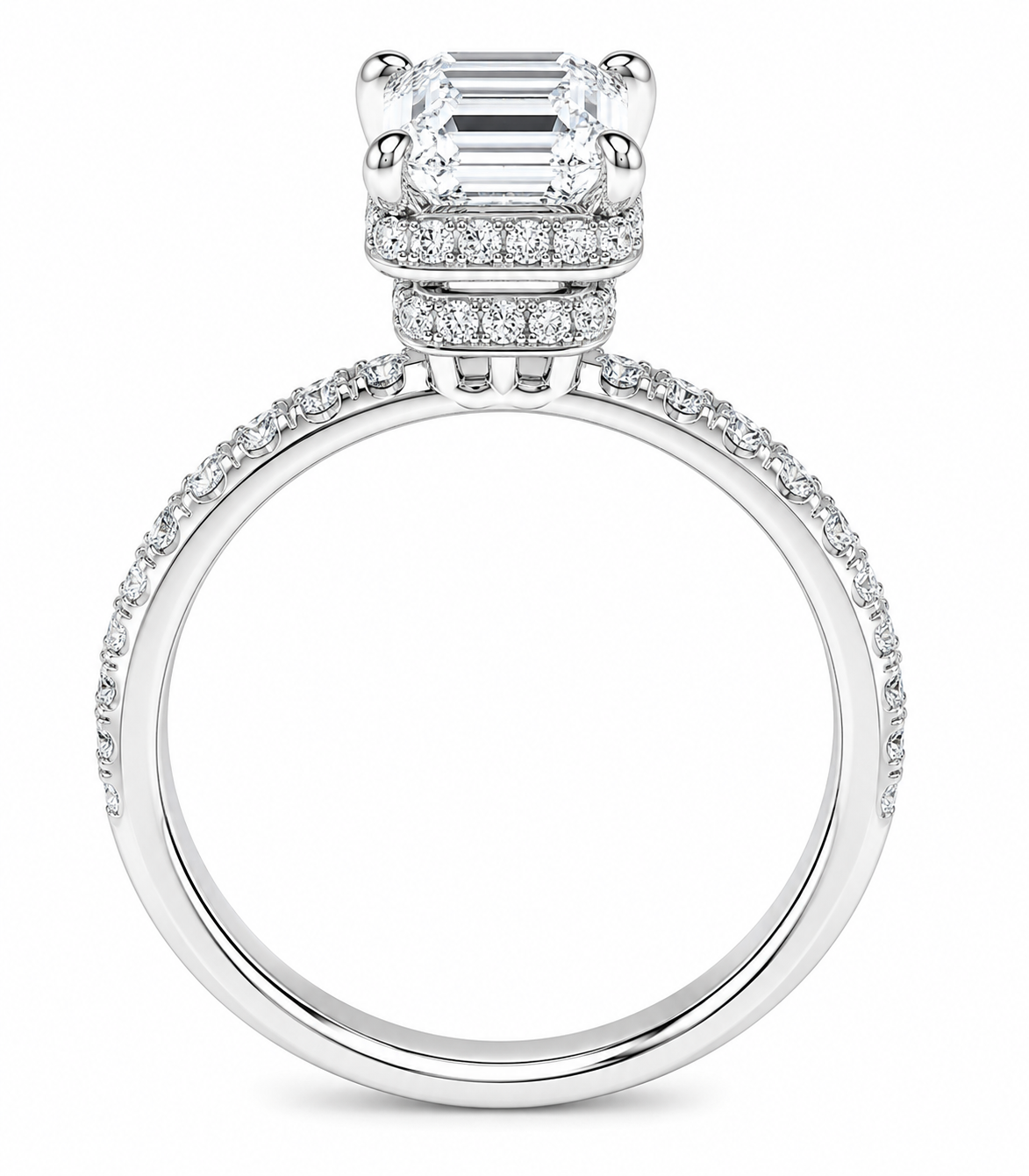 14K White Gold Women's Jewelry Set Emerald 3.35 ct Natural Diamond