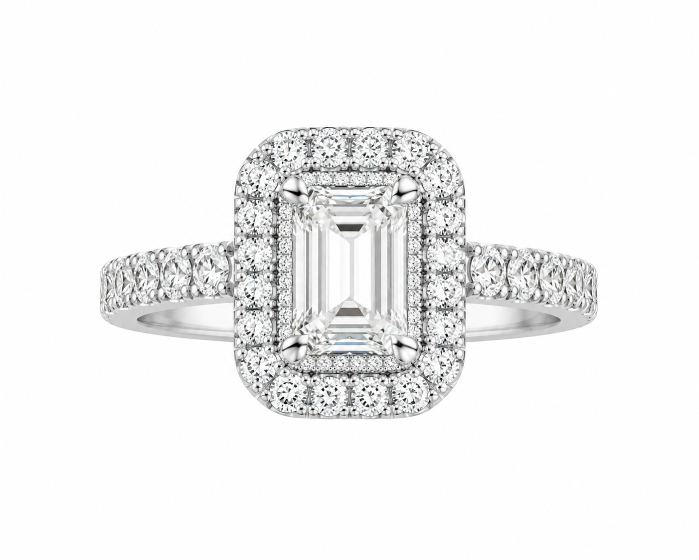 14K White Gold Women's Ring Emerald 2.00 ct Lab Grown Diamond