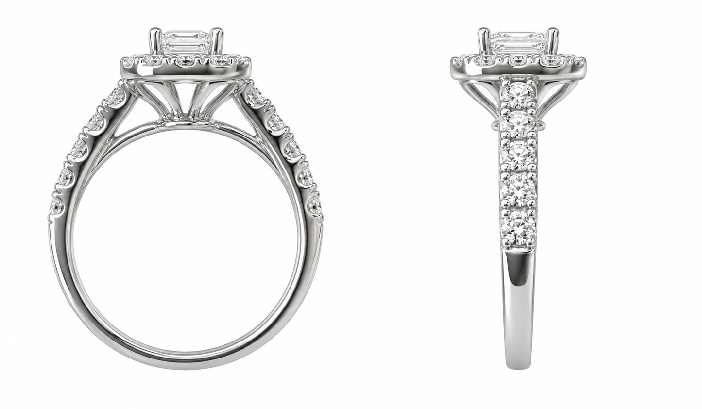 14K White Gold Women's Ring Emerald 2.00 ct Lab Grown Diamond