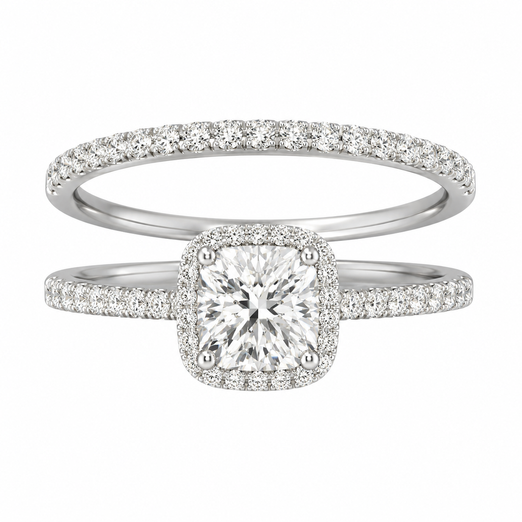 10K White Gold Wedding Set Round 0.50 ct Lab Grown Diamond