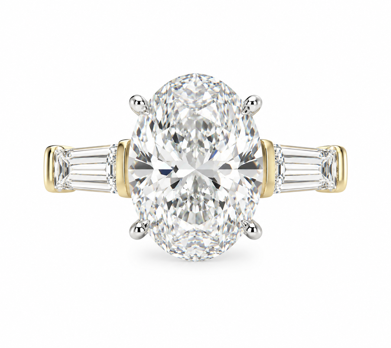 14K Yellow Gold Women’s Ring Oval 3.13 ct Lab Grown Diamond