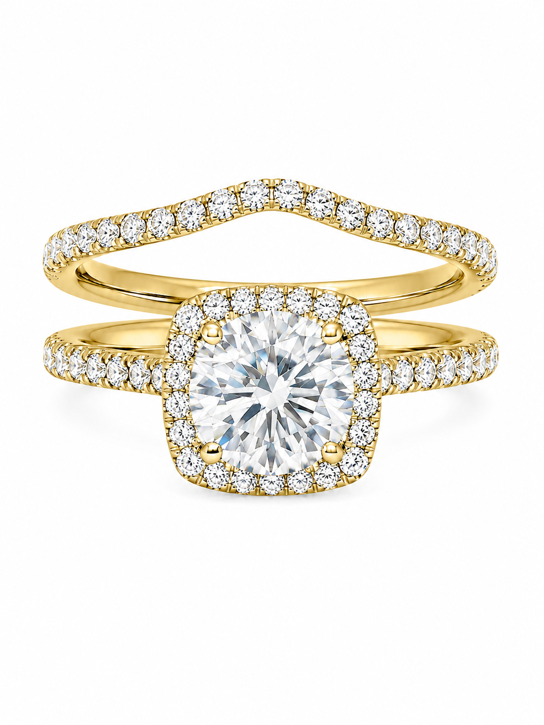14K Yellow Gold Wedding Set Round 1.88 ct Lab Grown Diamond