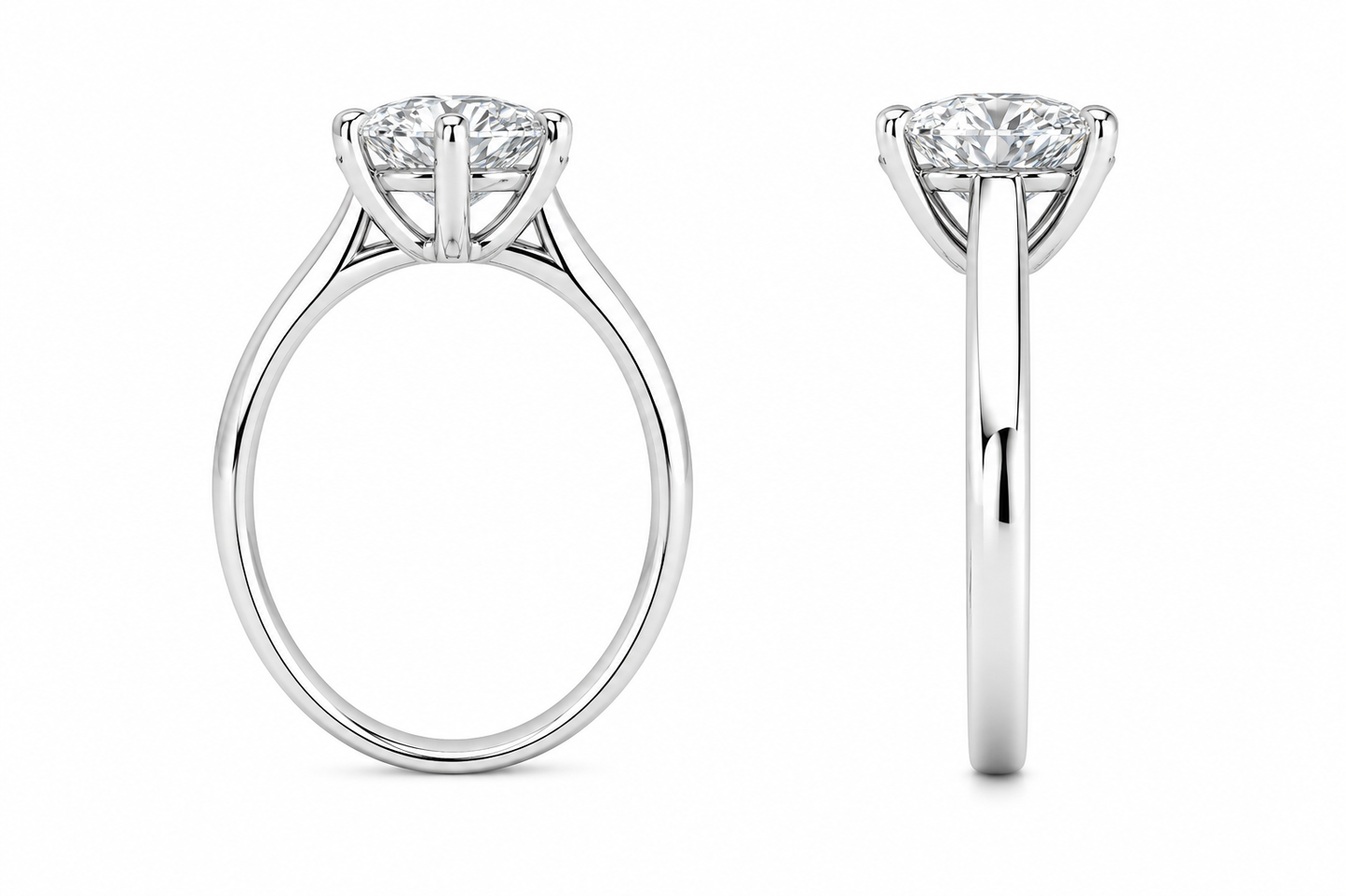 14K White Gold Women's Ring Round 0.98 ct Lab Grown Diamond