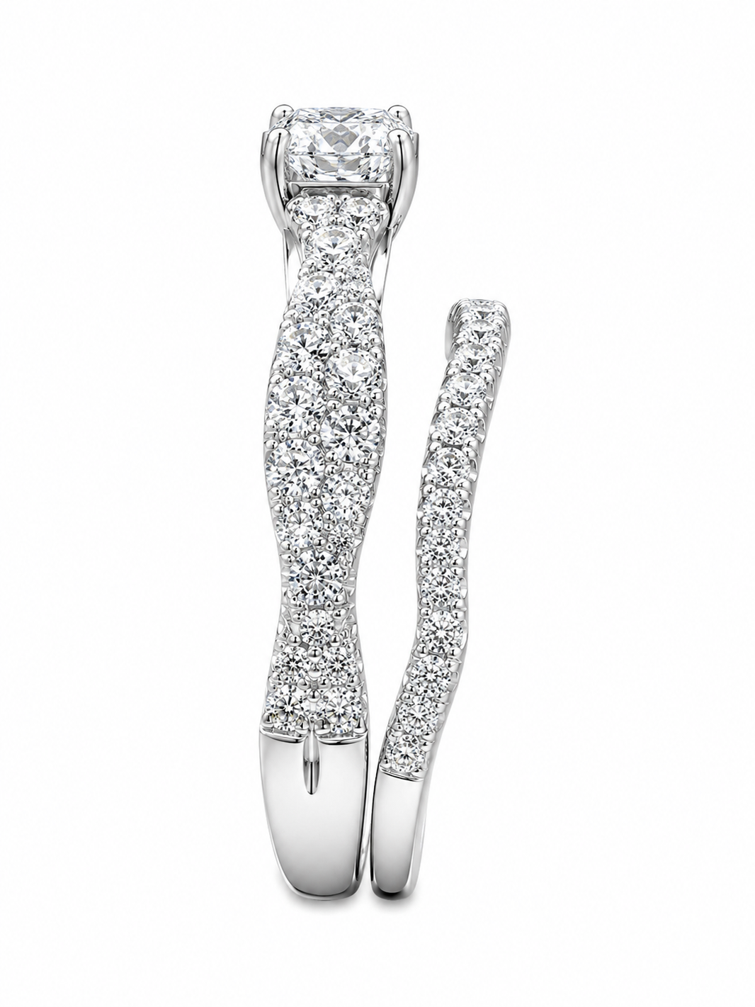 14K White Gold Wedding Set Oval 1.00 ct Lab Grown Diamond