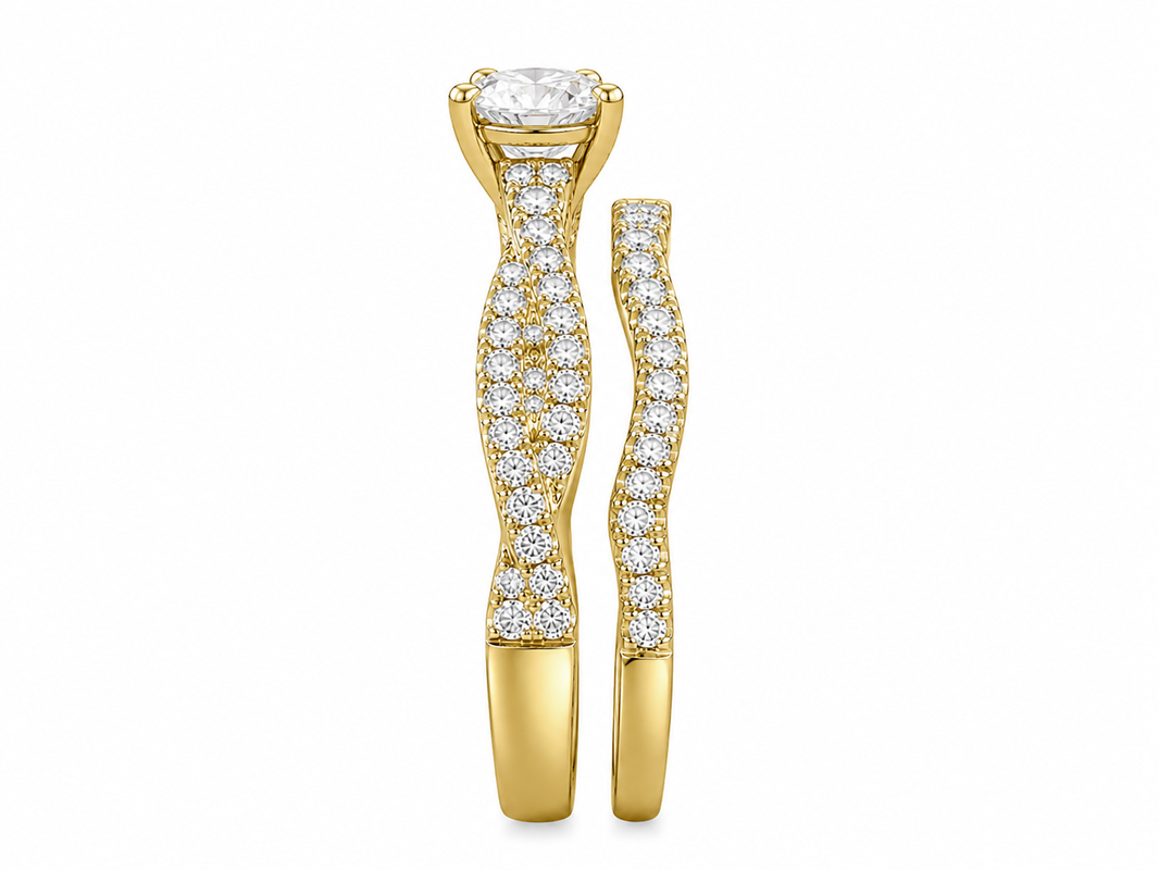 10K Yellow Gold Wedding Set Oval 1.00 ct Lab Grown Diamond