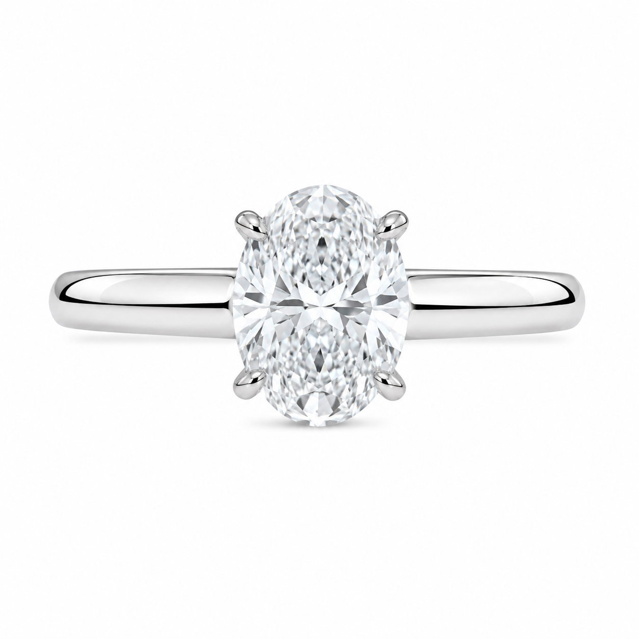 14K White Gold Women's Ring Oval Solitaire 1.04 ct Lab Grown Diamond
